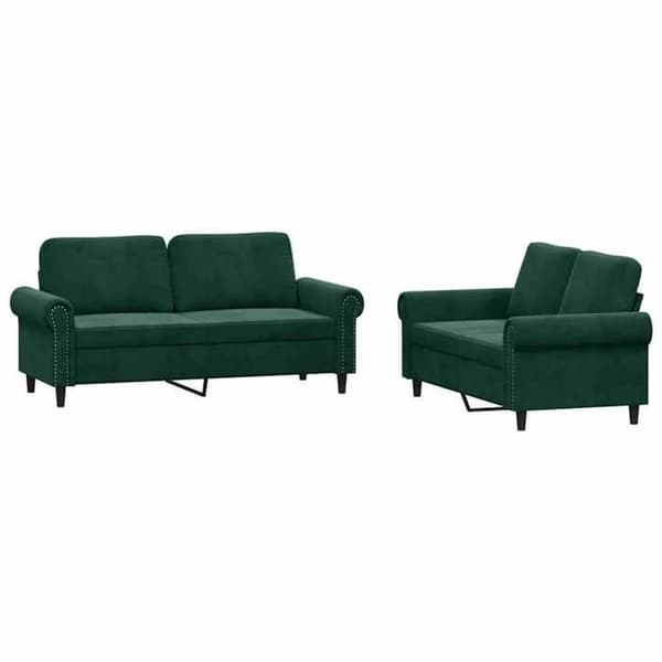 Maison Exclusive - Sæt af 2 sofaer med puder Mørkegrøn Velour