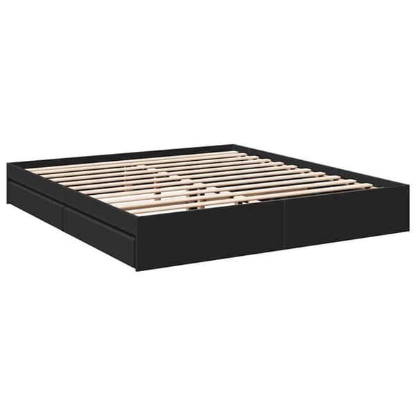 Maison Exclusive - Sengestel med skuffer uden madras sort 200x200 cm