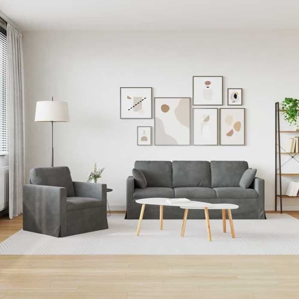 Maison Exclusive - 2-delars Soffset i Mörkgrå Sammet