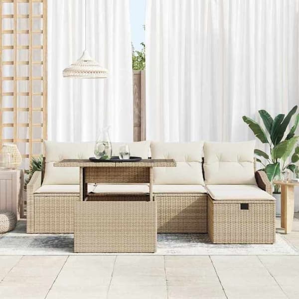 Maison Exclusive - 6 osan polyrottinkinen puutarhakalustesetti