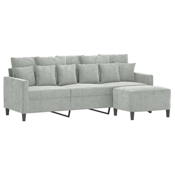 Maison Exclusive - 3-sitssoffa med fotpall Ljusgrå 180 cm Sammet Ljusgrått