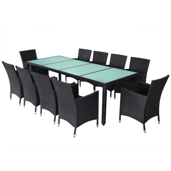 Maison Exclusive - Utomhusmatgrupp 11 delar med kuddar i flätad resin