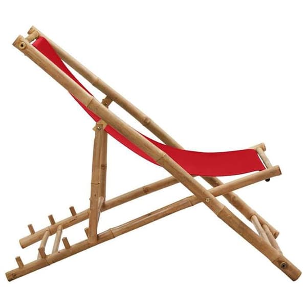 Maison Exclusive - Terrassstol i bambu och röd duk