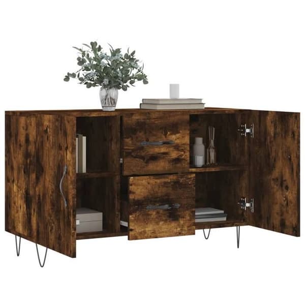 Maison Exclusive - Buffé ek rökig 100x36x60 cm ingenjörsträ