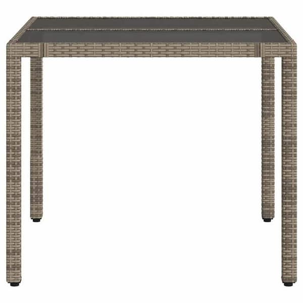 Maison Exclusive - Trädgårdsbord med glasöverdrag Grå 90x90x75 cm Flätad resin Grå