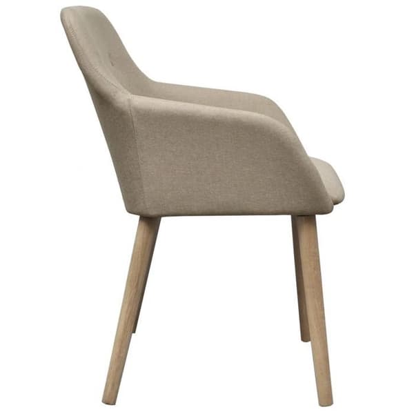 Spisestole - Eksklusivt Hus - Sæt af 2 - Beige stof - Massiv egetræsfødder beige