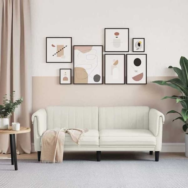 2-personers sofa - MAISON EXCLUSIVE - Cremevelour - Polstrede sæder - Robuste ben - Moderne design Grädde