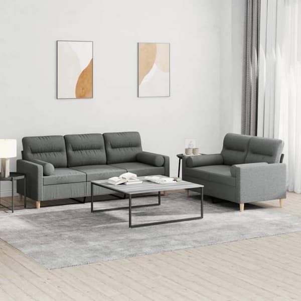 Maison Exclusive - Sæt af 2 sofaer med mørkegrå puder i stof