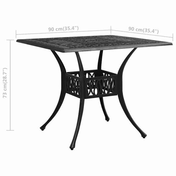 Maison Exclusive - Musta puutarhapöytä 90x90x73 cm valukaluste Svart