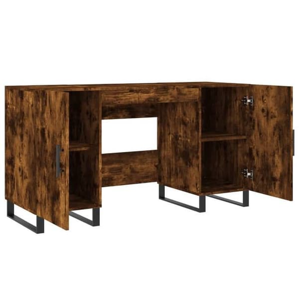 Maison Exclusive - Røget egetræ skrivebord 140x50x75 cm ingeniørtræ Rökt ek