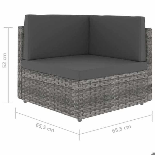 Vinkelsoffa sektionell - EXKLUSIV HEM - Sektionell - Flätad resin - Grå - Stålram Grå