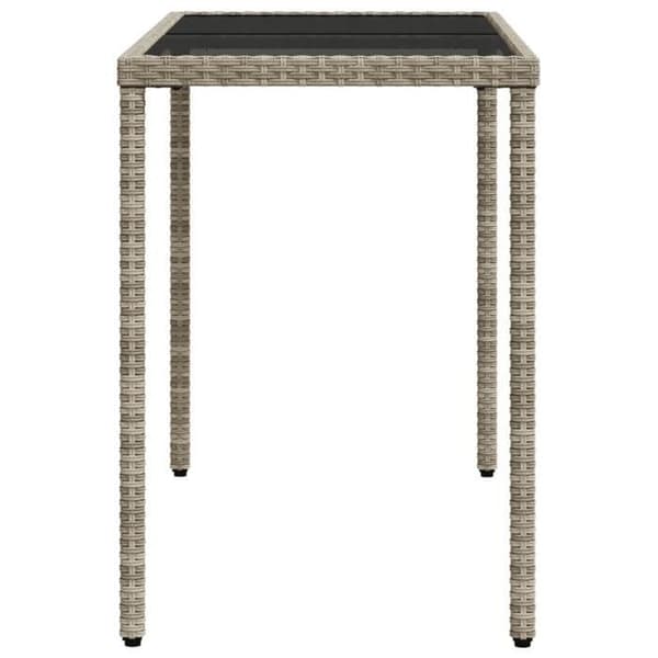 Havemøbel - EKSKLUSIV HUS - 115x54x74 cm - Poly rattan - Tempereret glas top - Lys grå ljusgrått
