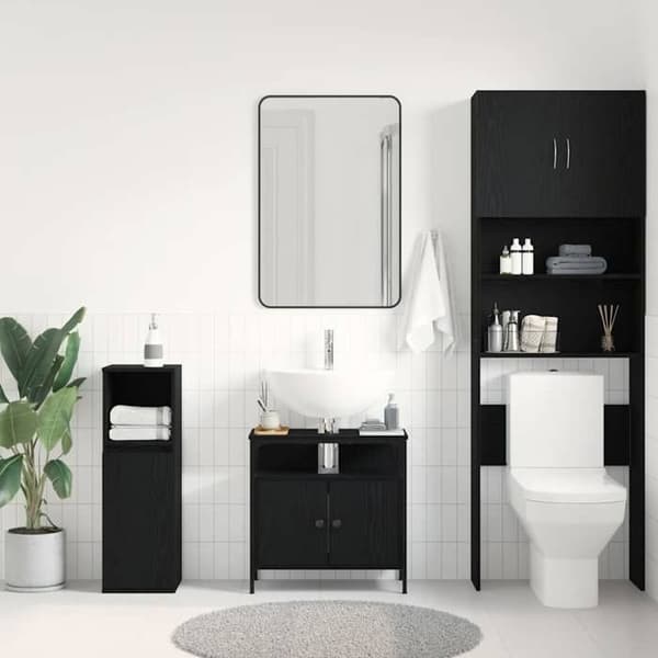 Maison Exclusive - Badeværelsesskab med vask i sort eg 60x30x60 cm