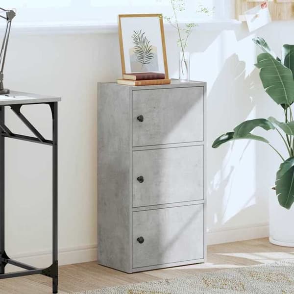 Maison Exclusive - Bibliotek grå beton 40x24x77 cm ingeniørtræ