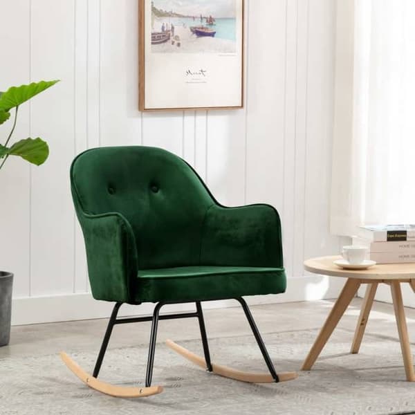 Maison Exclusive - Tummanvihreä Samettinen Keinutuoli Mörkgrön