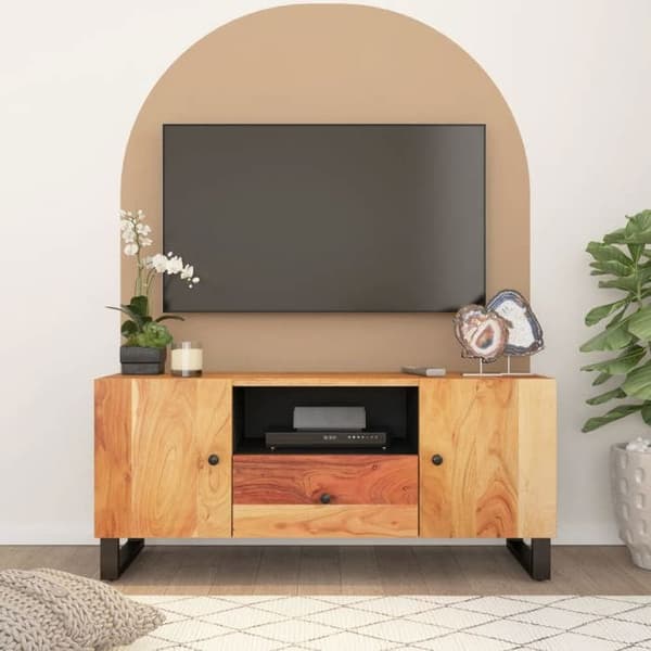 Maison Exclusive - TV-møbel 105x33,5x46 cm i solid akacietræ og ingeniørtræ