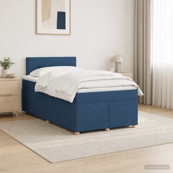 Maison Exclusive - Boxspring säng med madrass Blå 120 x 190 cm Tyg Blå