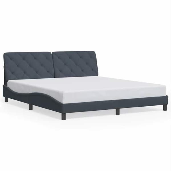 Maison Exclusive - Sängram utan madrass mörkgrå 200x200 cm sammet