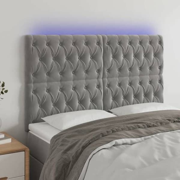 Maison Exclusive - LED-päätyharso Vaaleanharmaa 160x7x118/128 cm Sametti ljusgrått