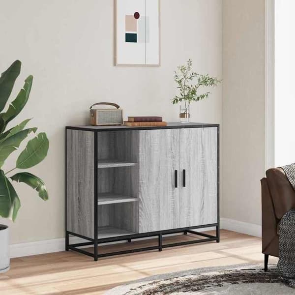 Maison Exclusive - Buffé Sonoma Grå 92x35x76 cm Ingenjörsträ Sonoma grå