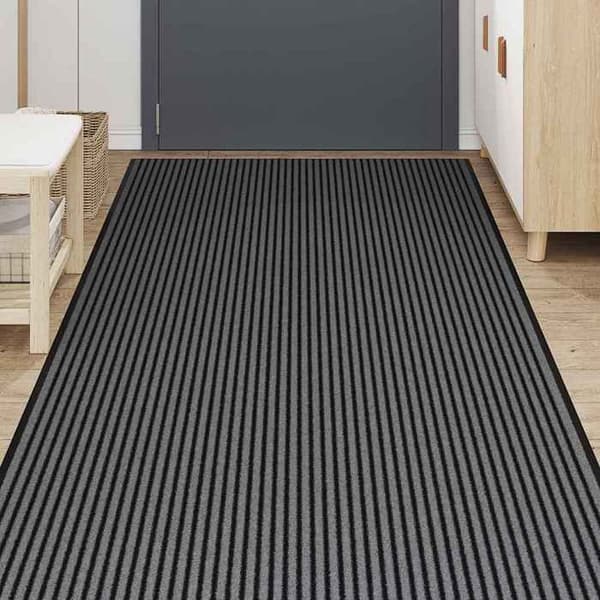 Maison Exclusive - Sort og grå stribet dørmåtte 115x300 cm