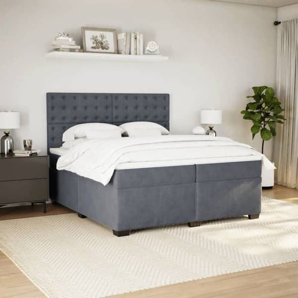 Maison Exclusive - Sänkylaatikko ja harmaa samettimatrassi 200x200cm