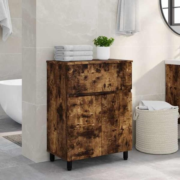 Maison Exclusive - Badeværelsesvaskeskab Røget eg 60 x 35 x 80 cm