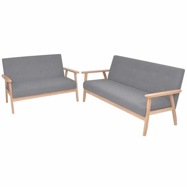 Maison Exclusive - 2 kpl sohvasetti Vaaleanharmaa kangas ljusgrått