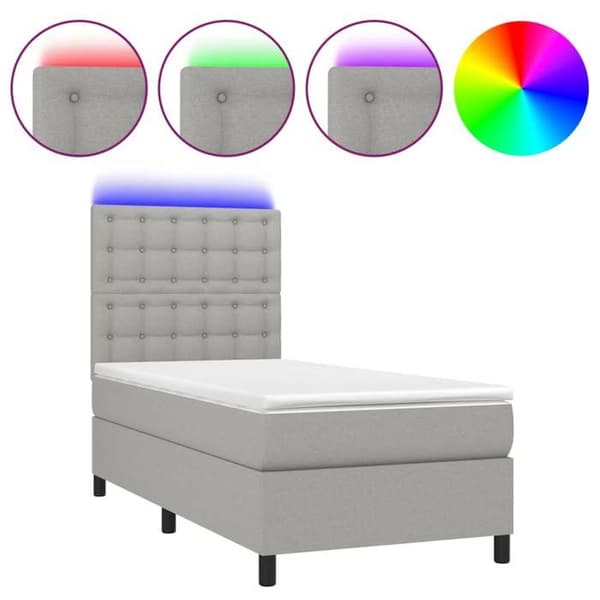 Maison Exclusive - Seng med lameller og madras samt LED Lys Grå 100x200 cm