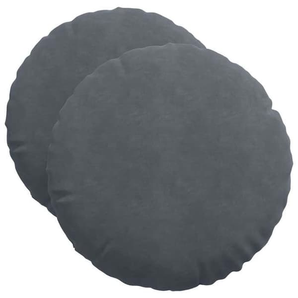 Sittkudde - EXKLUSIV HEM - Ø50 x 19 cm - Set om 2 - Mörkgrå sammet - Polyesterfyllning Mörkgrå