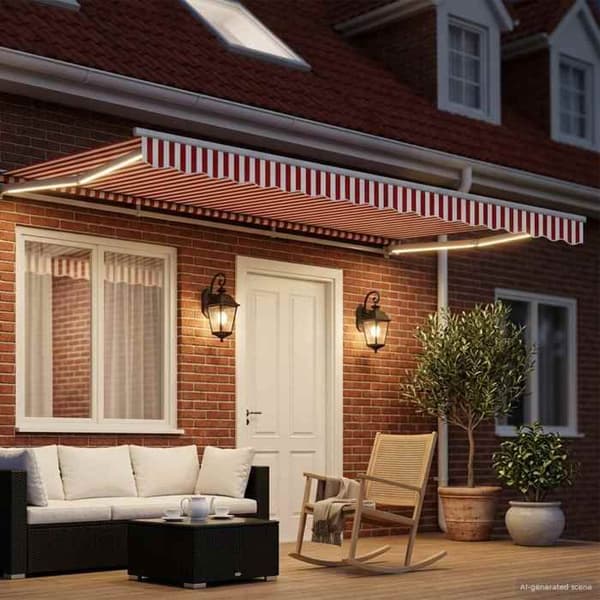 Maison Exclusive - Manuell rullgardinsram med LED-lampor