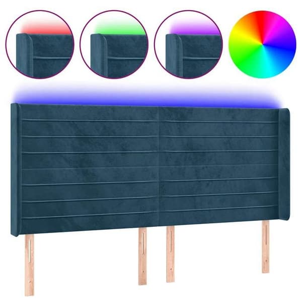 Maison Exclusive - Sänggavel med LED Blå mörk 183x16x118/128 cm Sammet