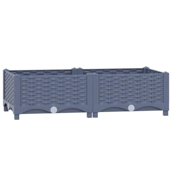 Höjd planteringslåda - EXKLUSIV HEM - 80x40x23 cm - Polypropen - Grå - Robust utomhus