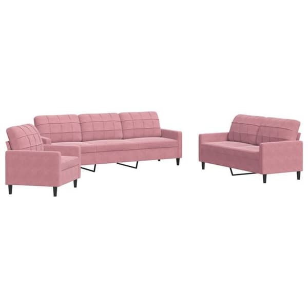 Sofa sæt - MAISON EXCLUSIVE - 3 dele sæt - Rosa velour - Metalramme - Blød siddeplads Ros