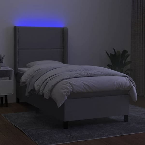 Maison Exclusive - Runkopeti sängynpohjalla LED-matolla Harmaa vaalea 90x190cm Kangas