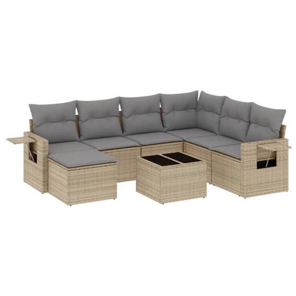 Maison Exclusive - Trädgårdsmöbler med kuddar 8 delar beige flätad resin