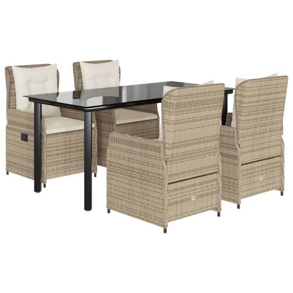 Maison Exclusive - Puutarhakalusteryhmä tyynyillä 5 kpl Beige polyrottinki