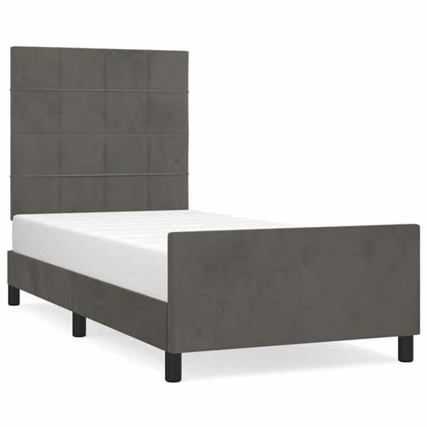 Maison Exclusive - Sängram utan madrass mörkgrå 100x200 cm sammet