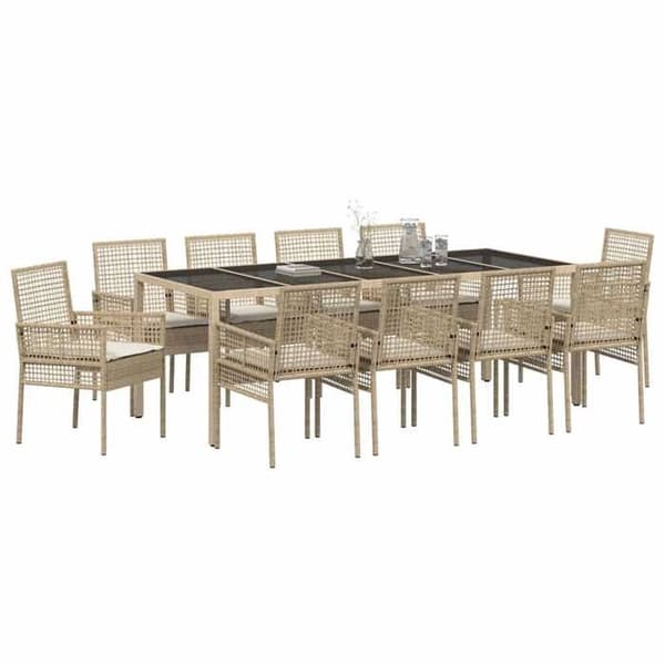 Maison Exclusive - 11 pc spisestue sæt til haven Beige polyrotin