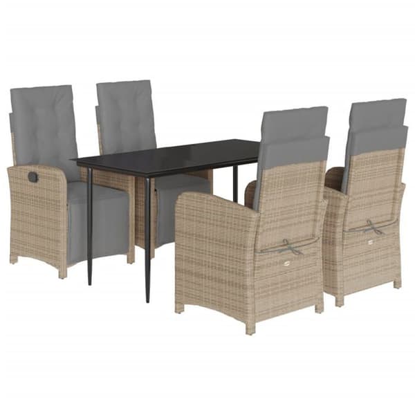 Maison Exclusive - Puutarhakalusteryhmä tyynyillä 5 kpl Beige polyrottinki