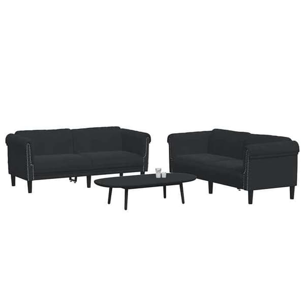 Maison Exclusive - 2-delars soffa i svart sammet Svart
