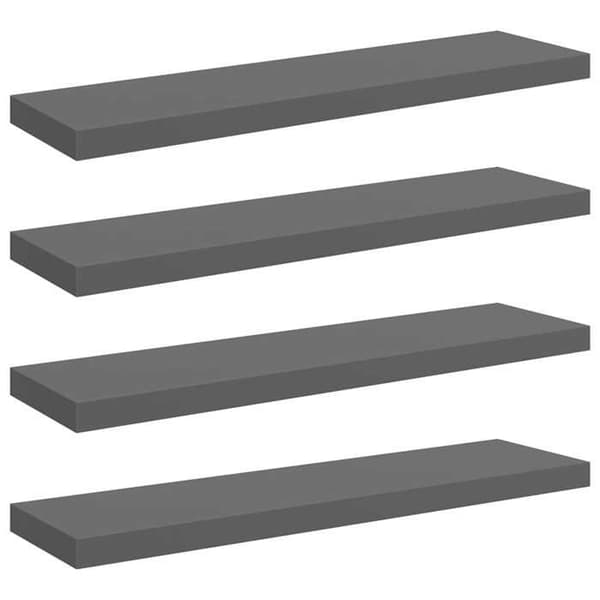 Maison Exclusive - Kelluva seinähylly 4 kpl Harjattu harmaa 90x23,5x3,8 cm MDF Glänsande grå