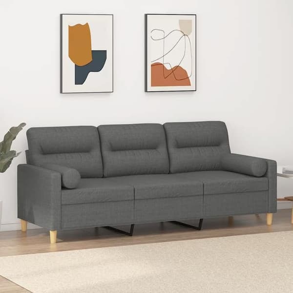 3-sitssoffa - Maison Exclusive - Mörkgrå - 100% polyester tyg - Metallram 198×77×80 cm Mörkgrå
