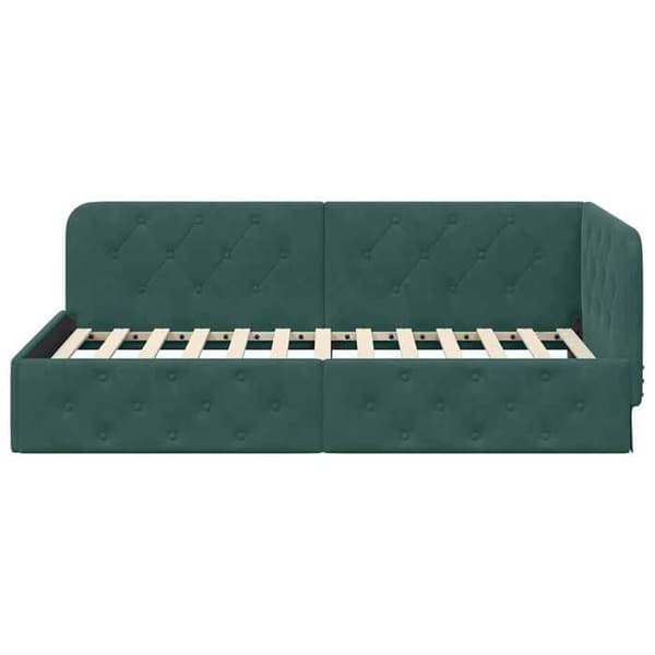 Maison Exclusive - Mörkgrön hörnsängram 90 x 200 cm Sammet Mörkgrön