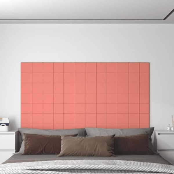 Vægpaneler 12 stk Pink 60x15 cm Fløjl 1,08 m² [cm] Rosa