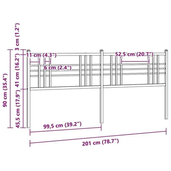 Maison Exclusive - Erstatnings hovedgærde i sort metal 200 cm