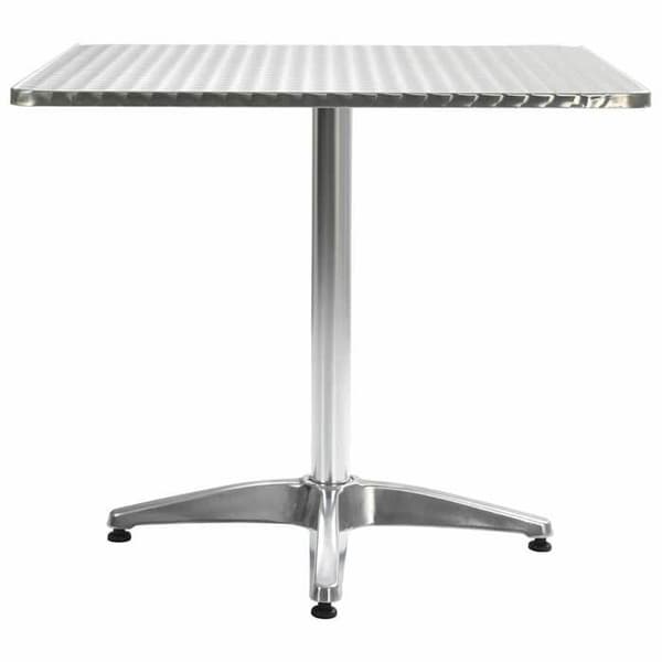 Havemøbel - EKSKLUSIV HUS - 80x80x70 cm - Anodiseret aluminium - MDF bordplade i rustfrit stål - Sølvfarvet Silver