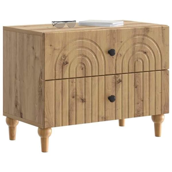 Maison Exclusive - Håndlavet natbord i egetræ 62 x 34,5 x 48 cm