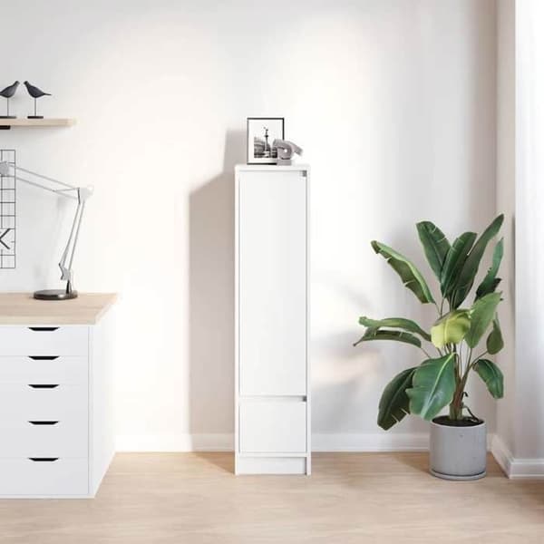 Maison Exclusive - Vit hög buffé 29,5x34x119,5 cm ingenjörsträ