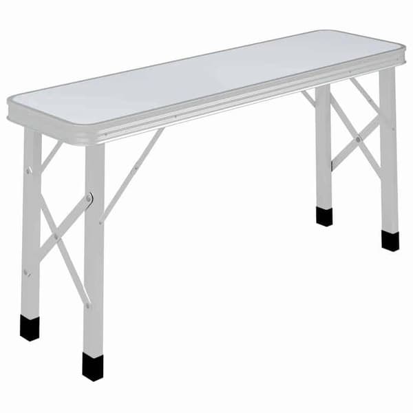 Maison Exclusive - Fällbart campingbord med 2 bänkar i aluminium vit